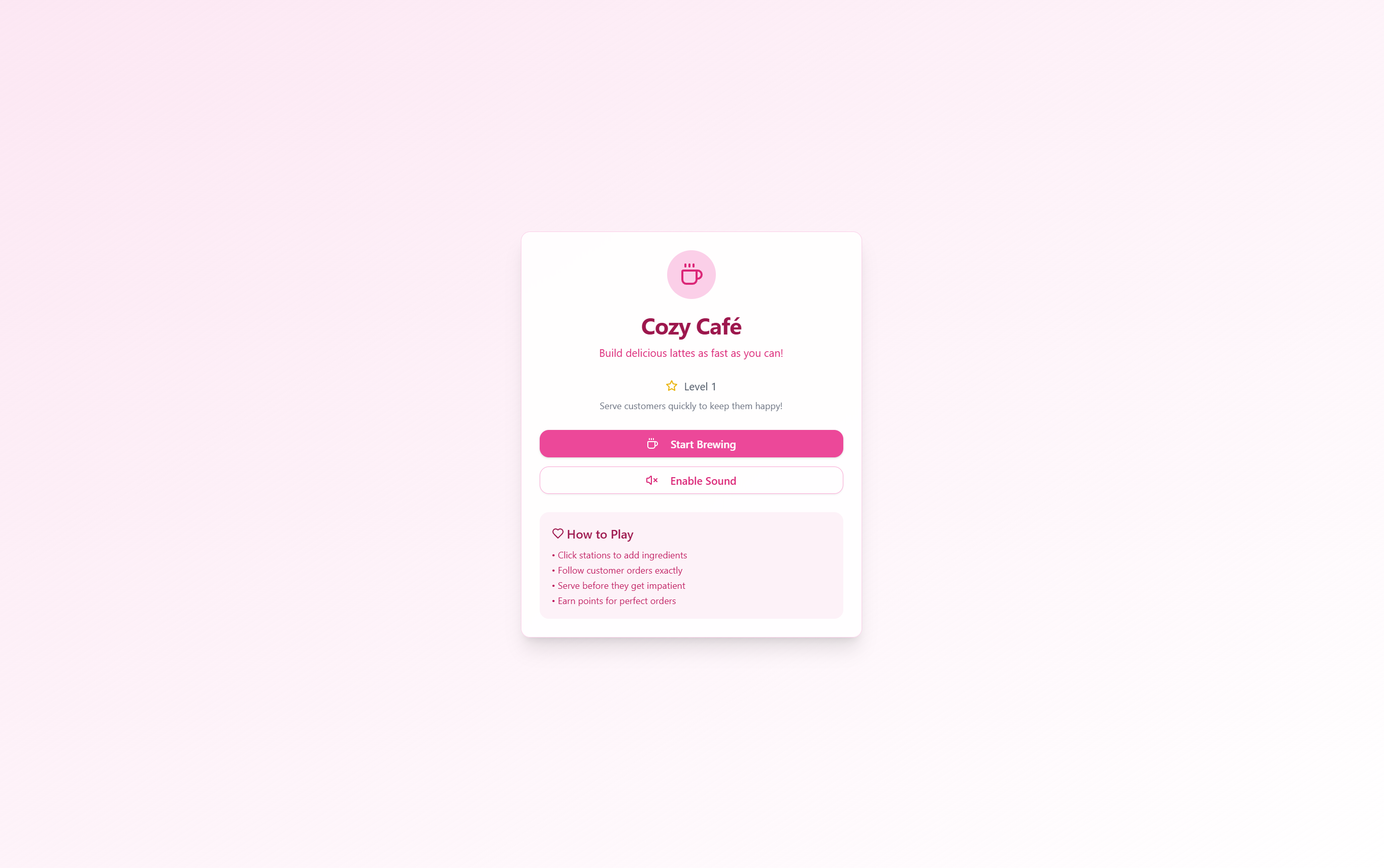 Cozy Cafe Vibecoding Load Screen